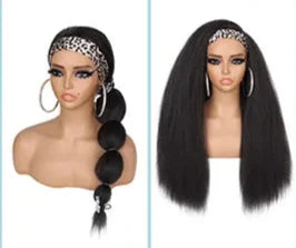 LONG KINKY STRAIGHT HEADBAND 22INCH GLUELESS SYNTHETIC WIG