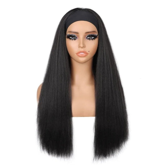 LONG KINKY STRAIGHT HEADBAND 22INCH GLUELESS SYNTHETIC WIG