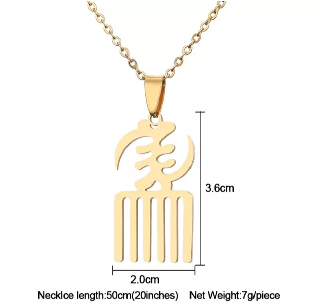 GYE NYAME AFRICAN SYMBOL GOLD PLATED STAINLESS STEEL GHANA PENDANT NECKLACE WOMEN/MEN