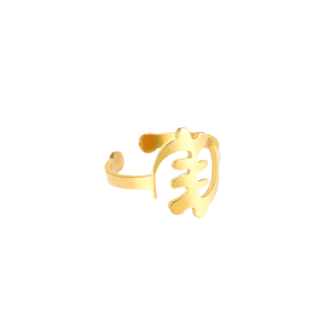 AFRICA MAP SHAPED GOLD STAINLESS STEEL OPEN RING