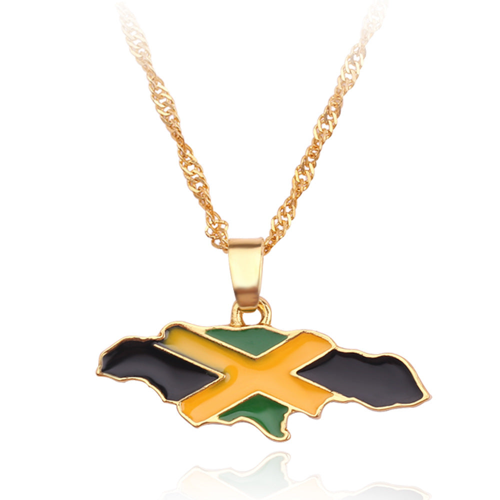 MULTIPLE COUNTRY MAP NECKLACE GOLD PLATED ALLOY NATIONAL FLAG MEN/WOMEN