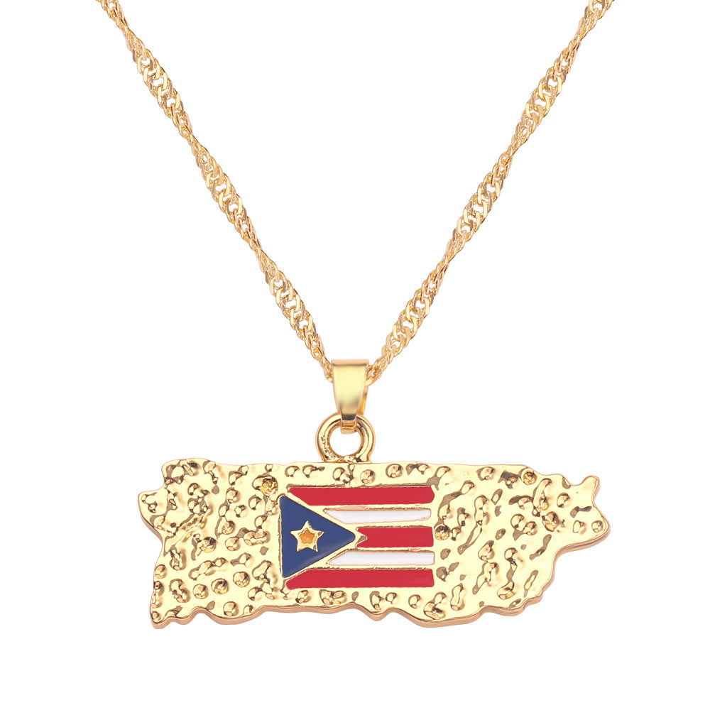 MULTIPLE COUNTRY MAP NECKLACE GOLD PLATED ALLOY NATIONAL FLAG MEN/WOMEN