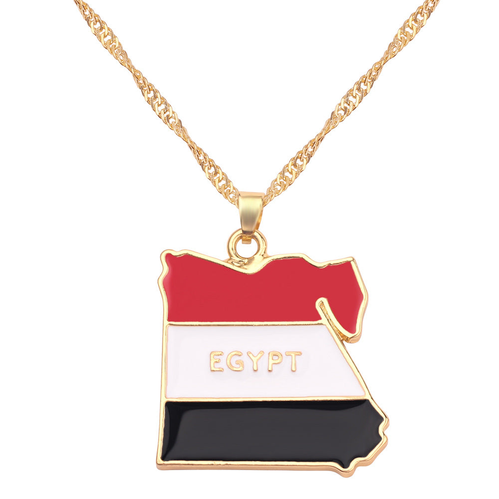 MULTIPLE COUNTRY MAP NECKLACE GOLD PLATED ALLOY NATIONAL FLAG MEN/WOMEN