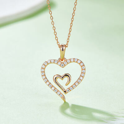 Moissanite 925 Sterling Silver Heart Pendant Necklace